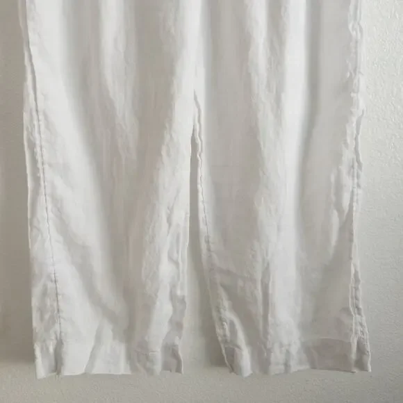 Tahari White Wide Leg Pull On Linen Pants Size XL - Picture 4 of 6